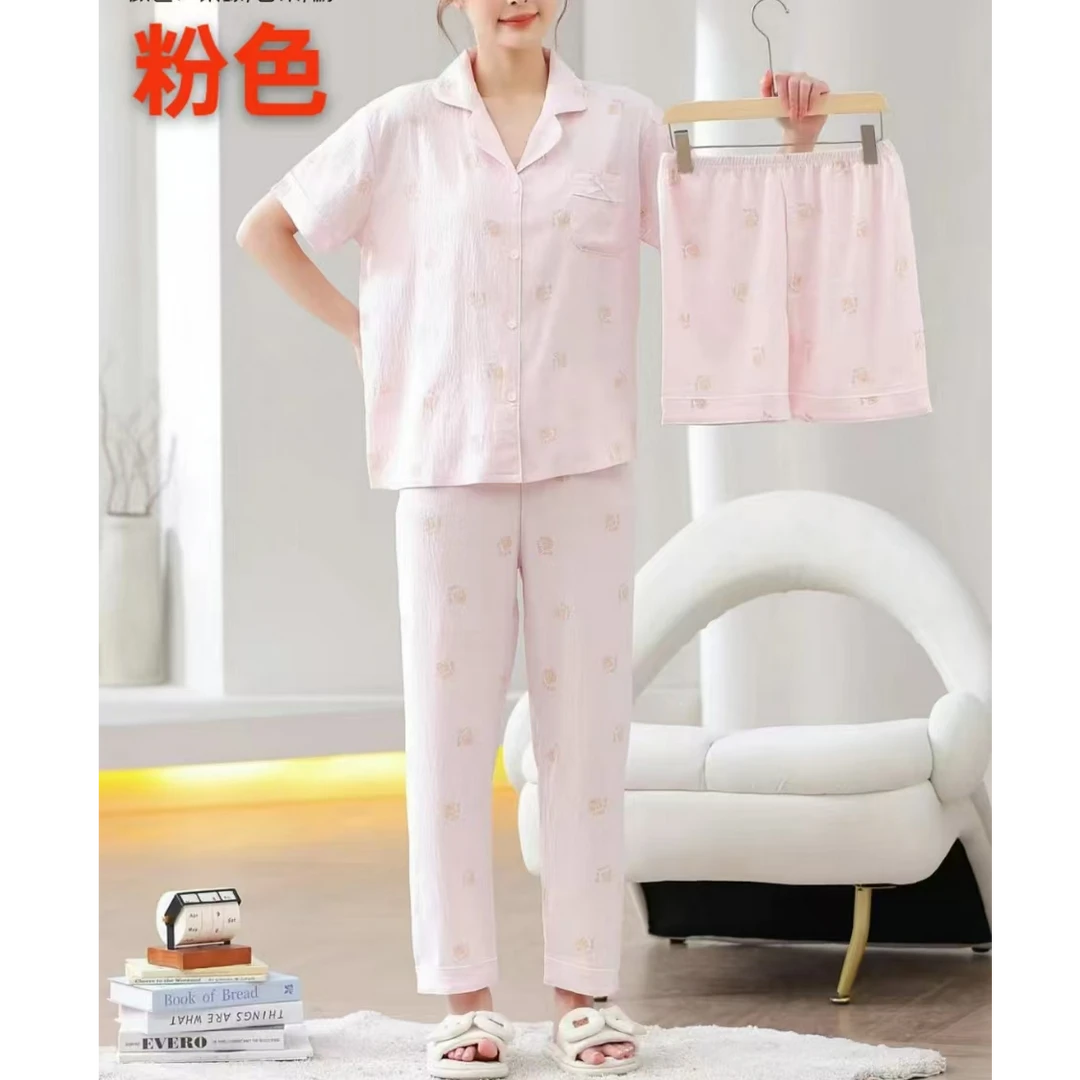 夏季人棉家居睡衣三件套2532-13