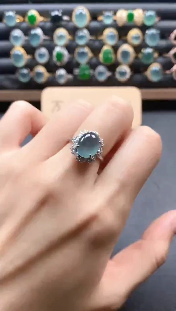 银S925镶嵌戒指翡翠51511