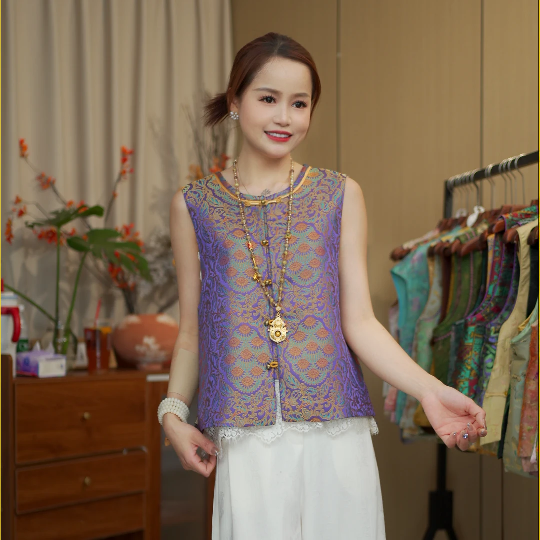 CHUNTIAN/椿锦国风【锦年】新中式宋锦提花马甲