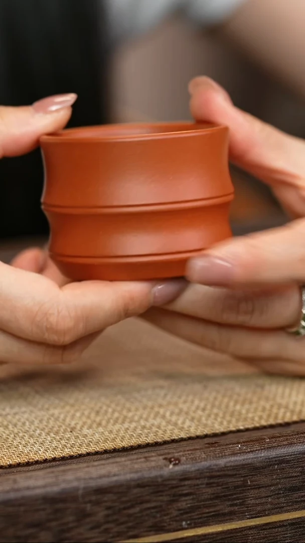 茶壶紫砂朱泥   小号 竹节杯