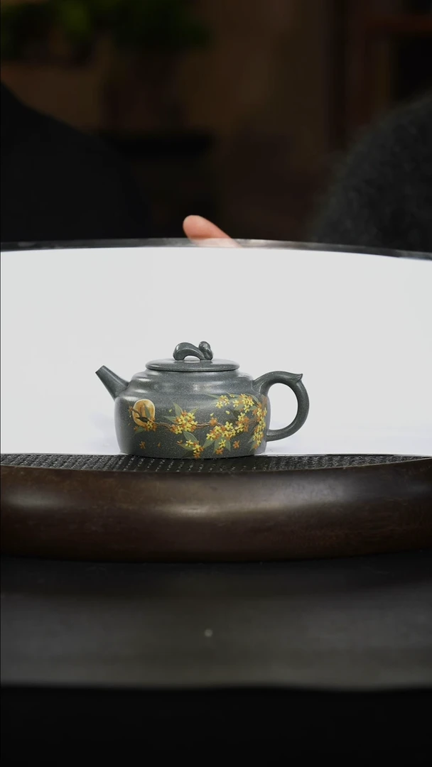 茶壶紫砂蓝灰段十二花神八月 桂花