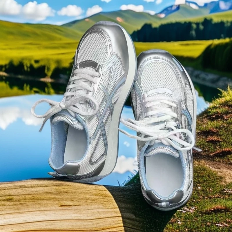 德训鞋低帮圆头女鞋透气百搭时尚休闲鞋厚底网面潮流夏季运动鞋