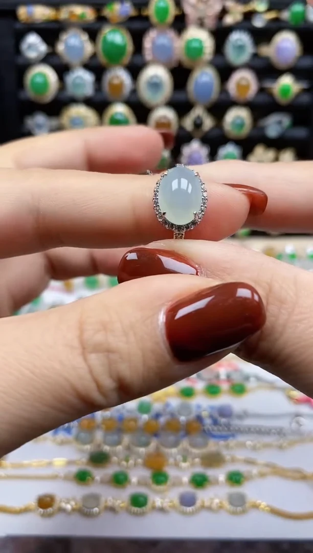 银S925镶嵌戒指翡翠8966