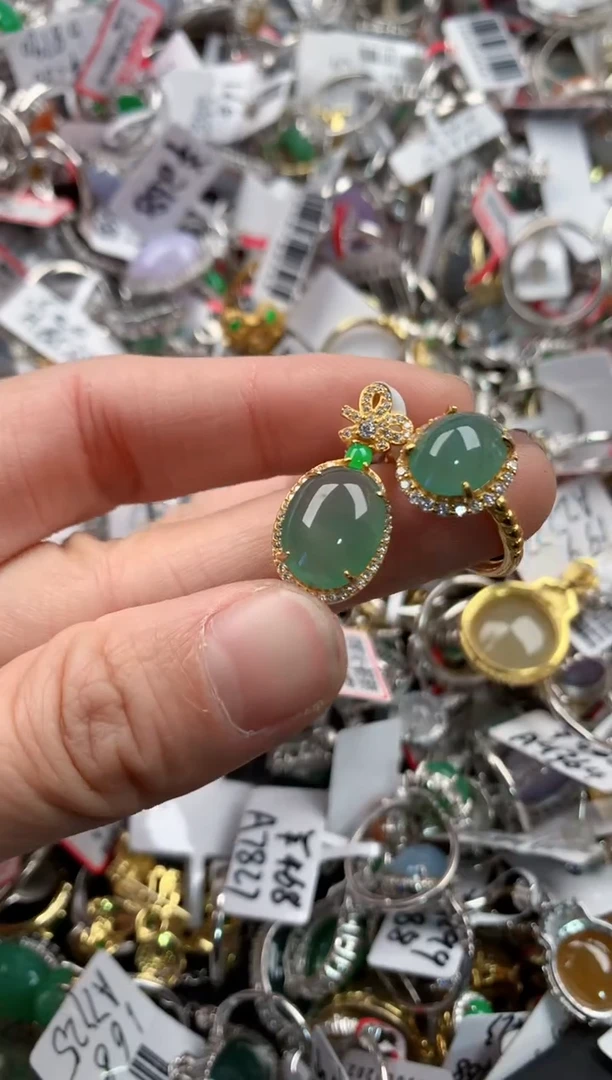 银S925镶嵌戒指翡翠333   3