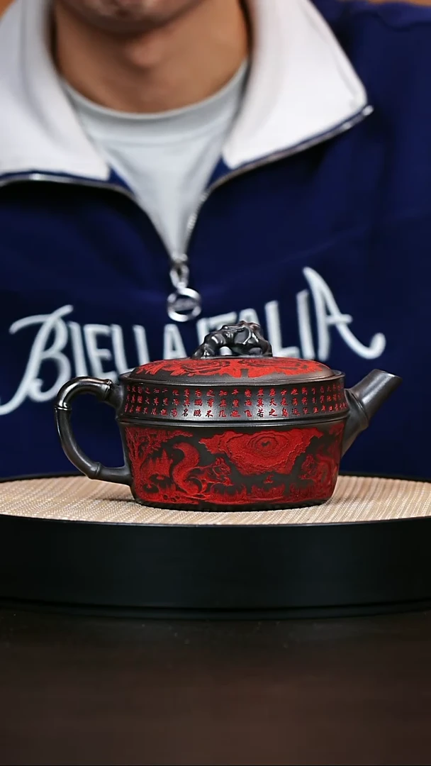 茶壶紫砂原矿紫砂壶竹节汉瓦500cc