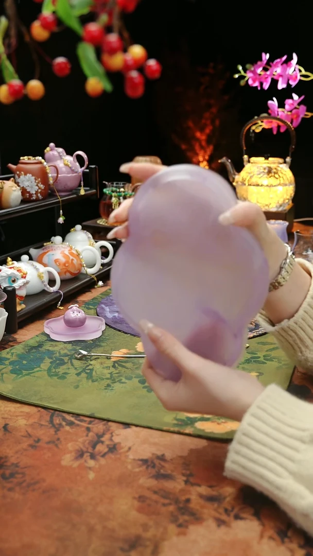 【闪购商品】紫色水晶琉璃壶承干泡垫