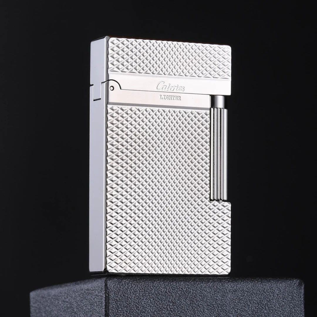 朗声小菱形格银色打火机创意个性砂轮式黄铜火机福利火力耐用17