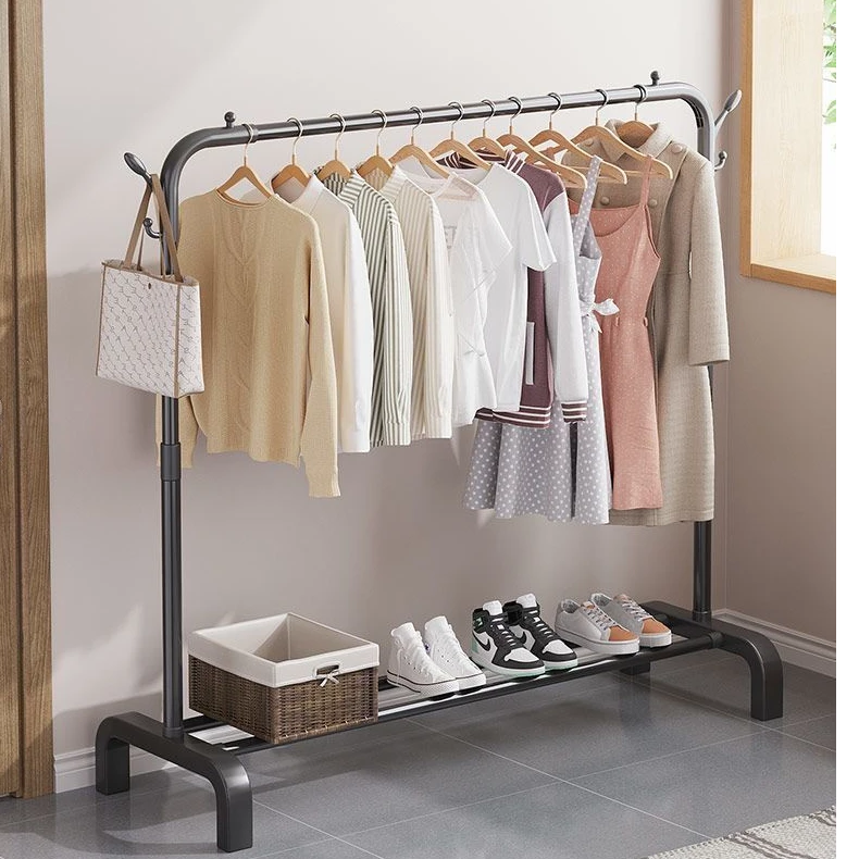 单杆晾衣架落地式家用晒衣架双杆阳台简易挂衣架立式衣服架挂衣架