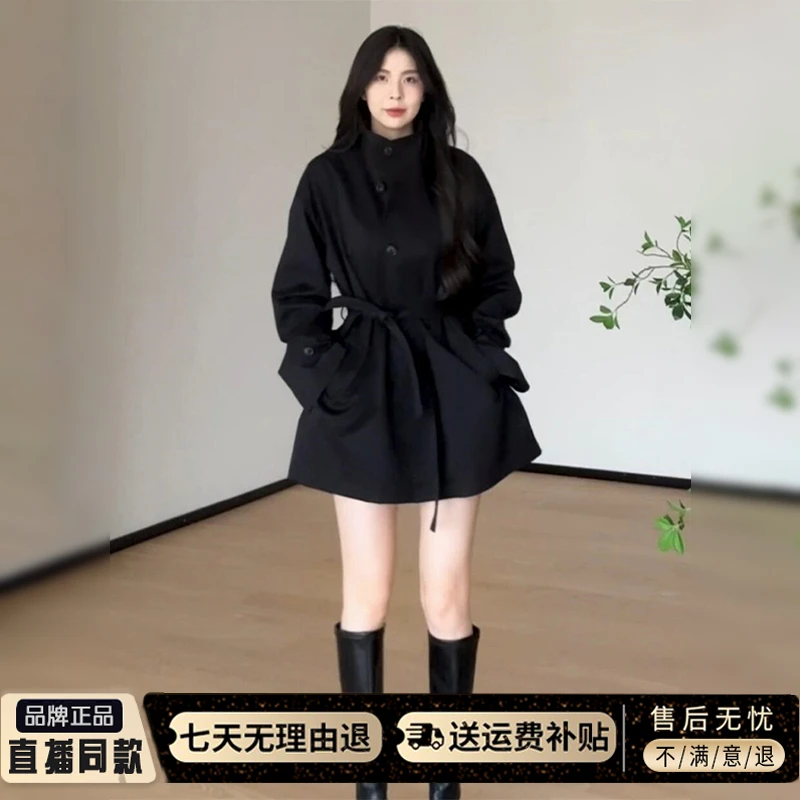 英伦风小个子黑色短款风衣外套女夏季服装高级感独特超好看外套女