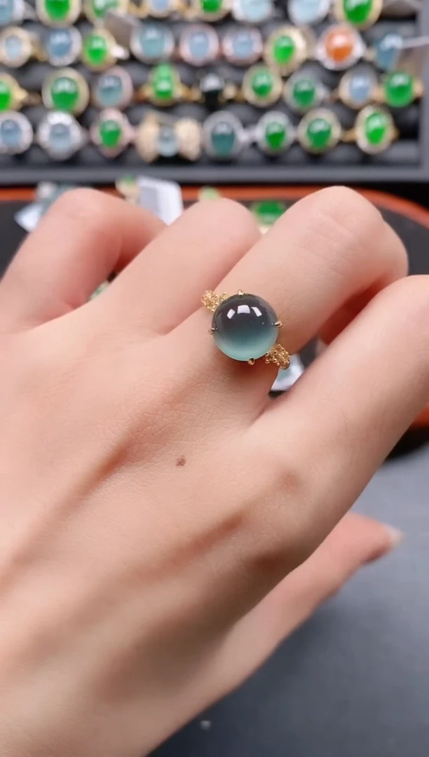 银S925镶嵌戒指翡翠11