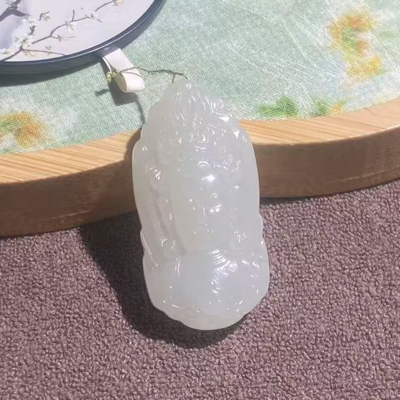 和田玉白玉观音吊坠S033