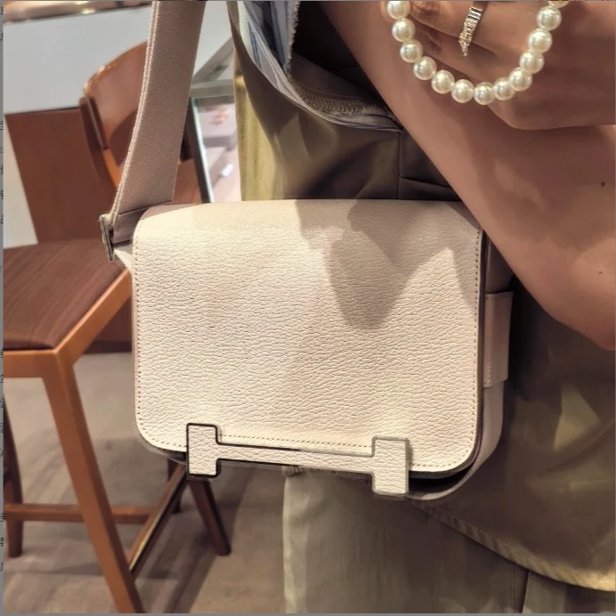 99新 Hermes/爱马仕 HZ爱马仕冰川白gate木屐包B刻斜挎包