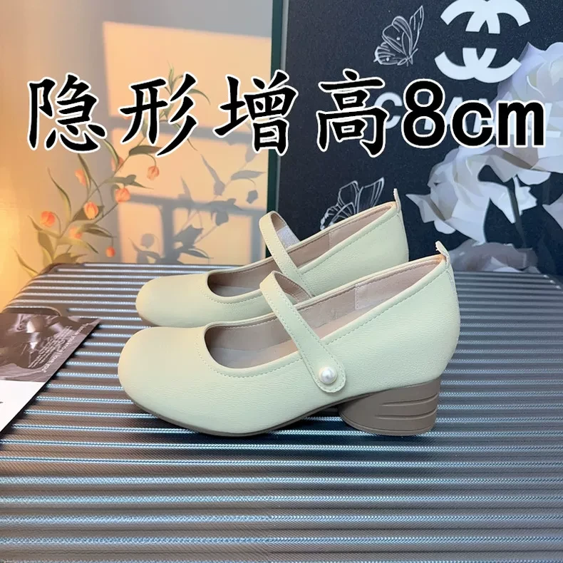 内增高玛丽珍鞋女2025新款秋季浅口粗跟单鞋温柔优雅配裙子晚晚鞋