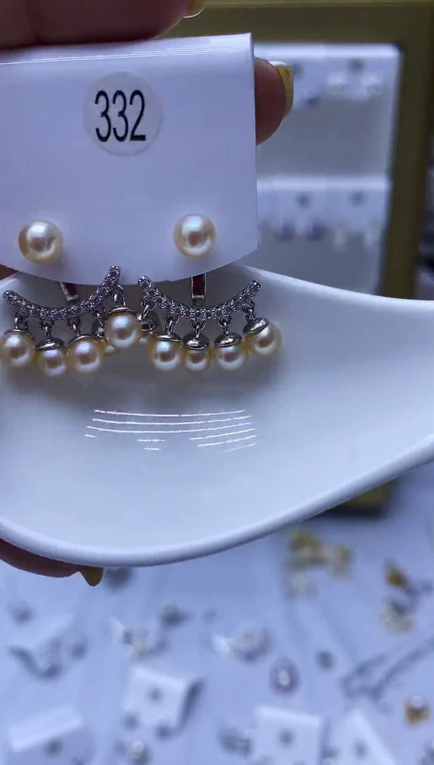 银S925镶嵌耳饰淡水珍珠322