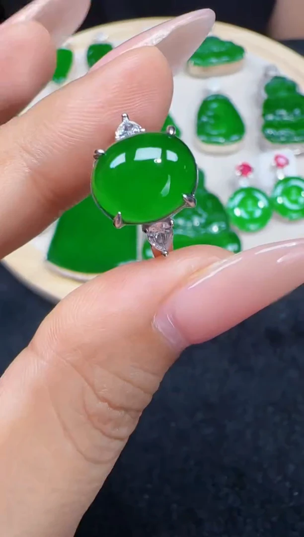 未镶嵌定制翡翠翡翠戒指19