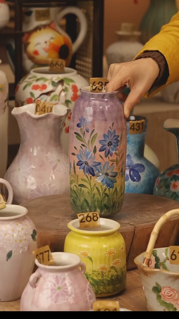 陶瓷景德镇设计师手作花器摆件侘寂风@M635@