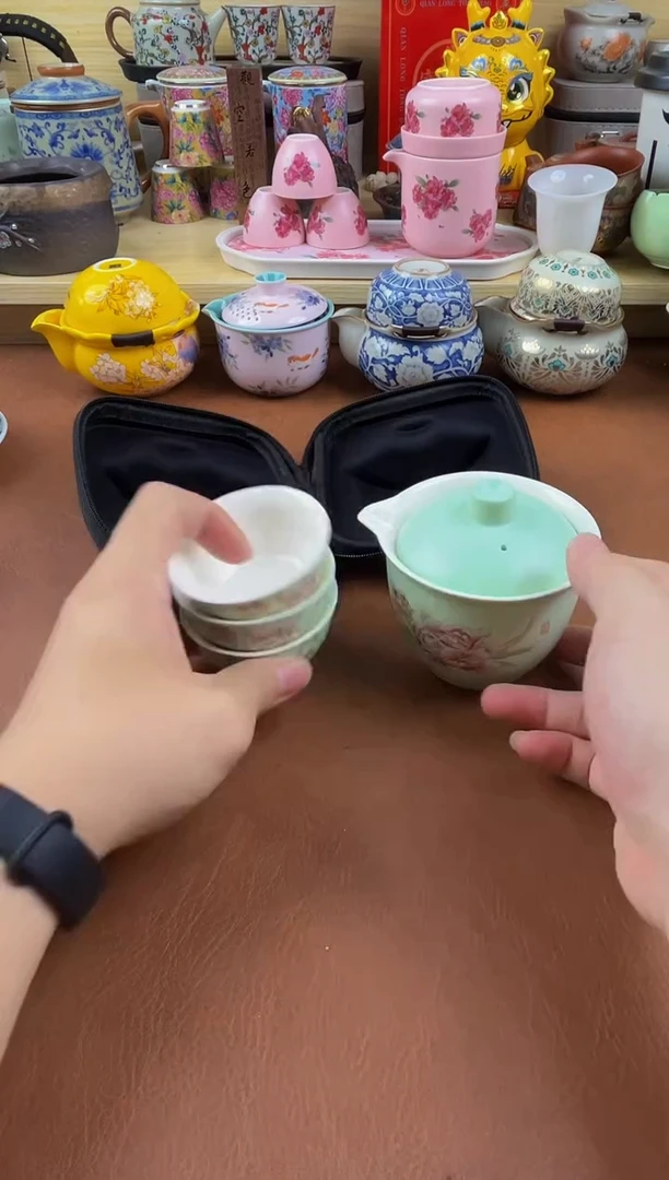 陶瓷茶具摆件旅行套组