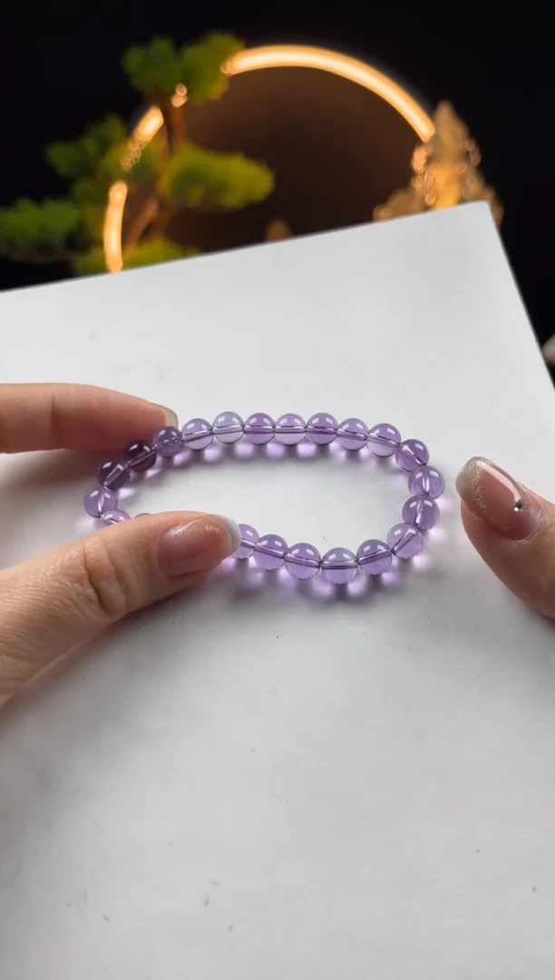 【闪购商品】紫晶手链未镶嵌天然巴西紫水晶圆珠手串