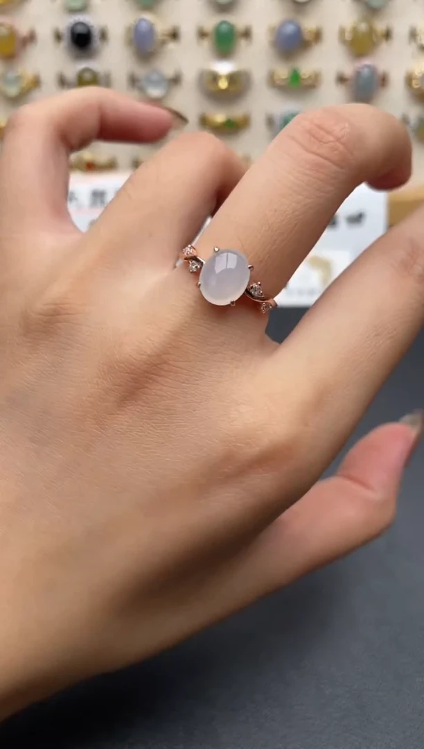 翡翠戒指银S925镶嵌1一物一证一礼盒