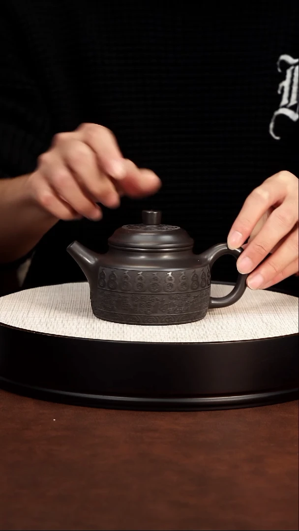 茶壶紫砂宜兴紫砂 百福福禄德钟 石黄 李雨遥 7699
