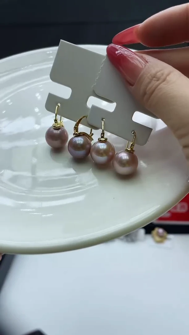 未镶嵌耳饰淡水珍珠粉紫色系耳饰