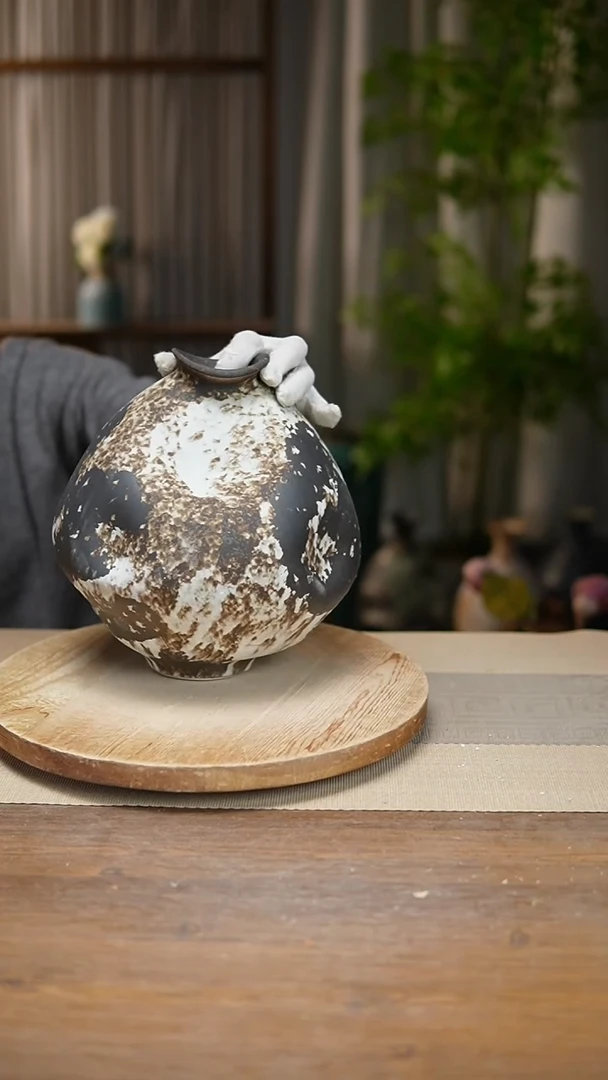 【闪购商品】陶瓷 花器诧寂黑大肚