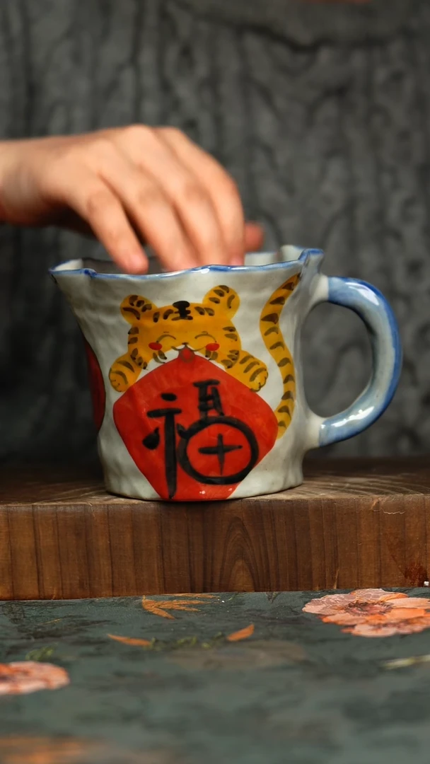 杯釉下彩手工手绘同款陶器