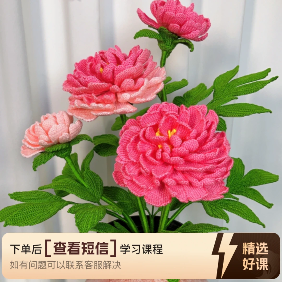 玉楼春牡丹 钩织课程（留意短信解锁课程）