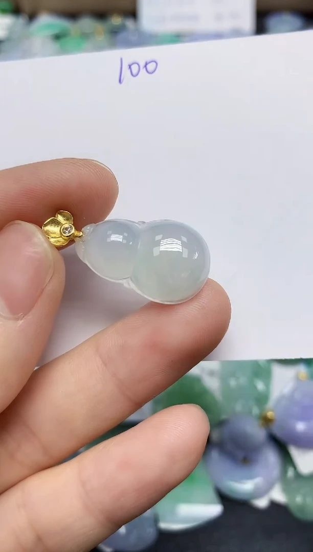 颈饰18K金镶嵌翡翠天然缅甸翡翠A货翡翠百元以上9元证书费自理