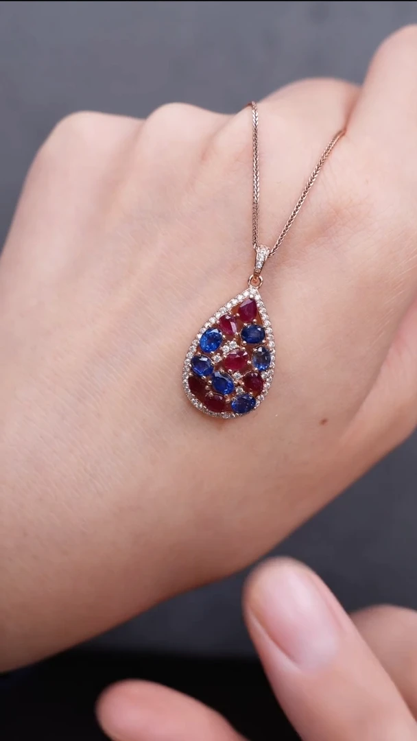 蓝宝石颈饰银S925镶嵌颈饰