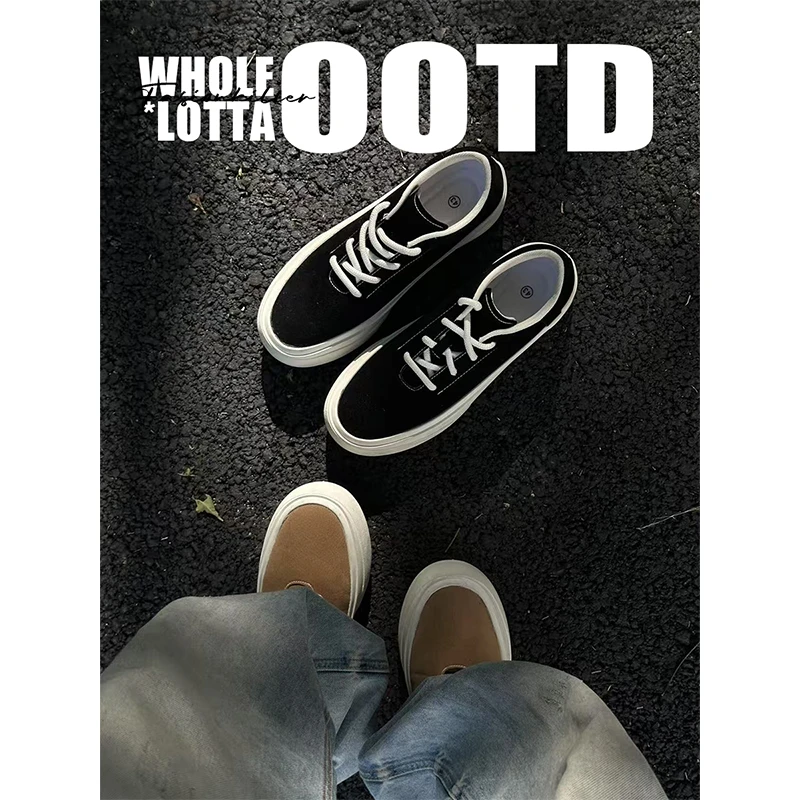 NewRockStarChoppa秋冬新款极简穿搭厚底增高休闲百搭板鞋帆布鞋