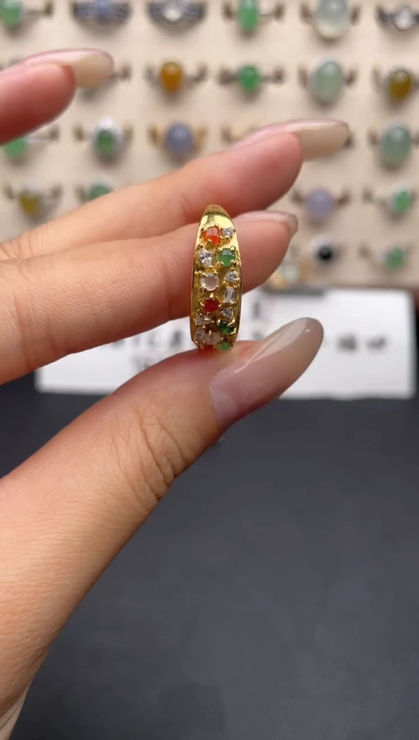 银S925镶嵌戒指翡翠一物一证一礼盒