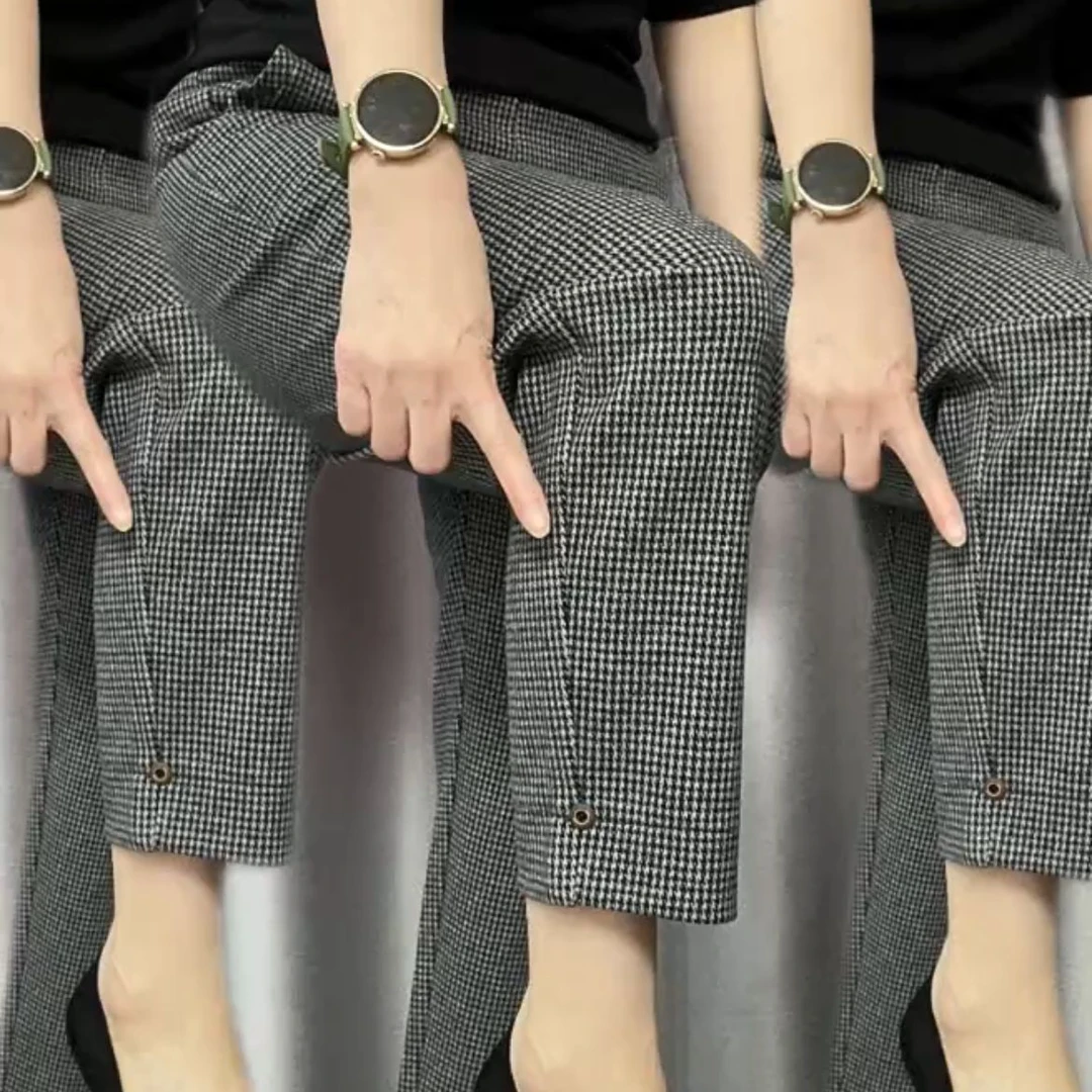 2025年新款格子时尚千鸟格高腰休闲裤九分女裤洋气百搭显瘦哈伦裤