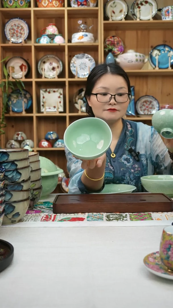 瓷片小可高温陶瓷餐具一组4只米饭碗