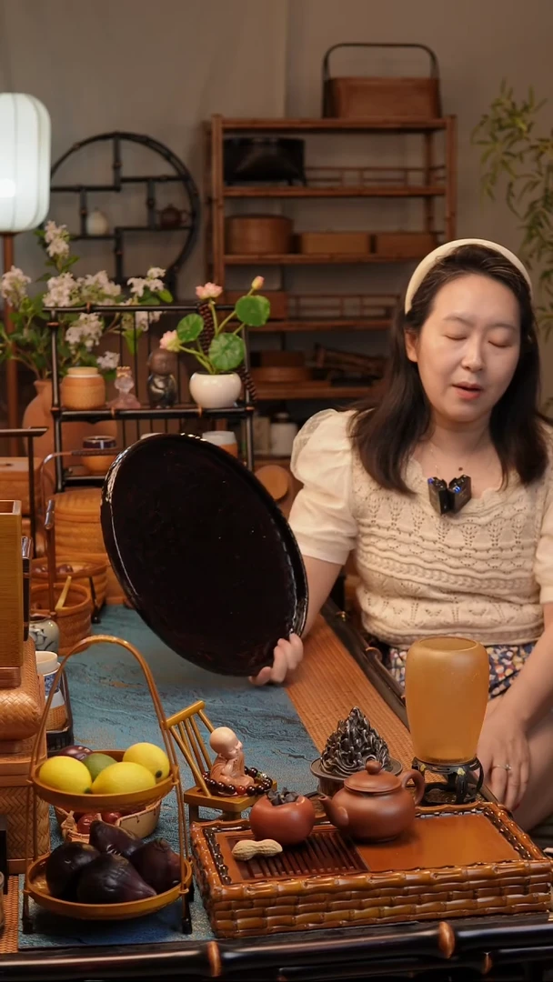 龟甲纹茶盘椭圆（小）黑色