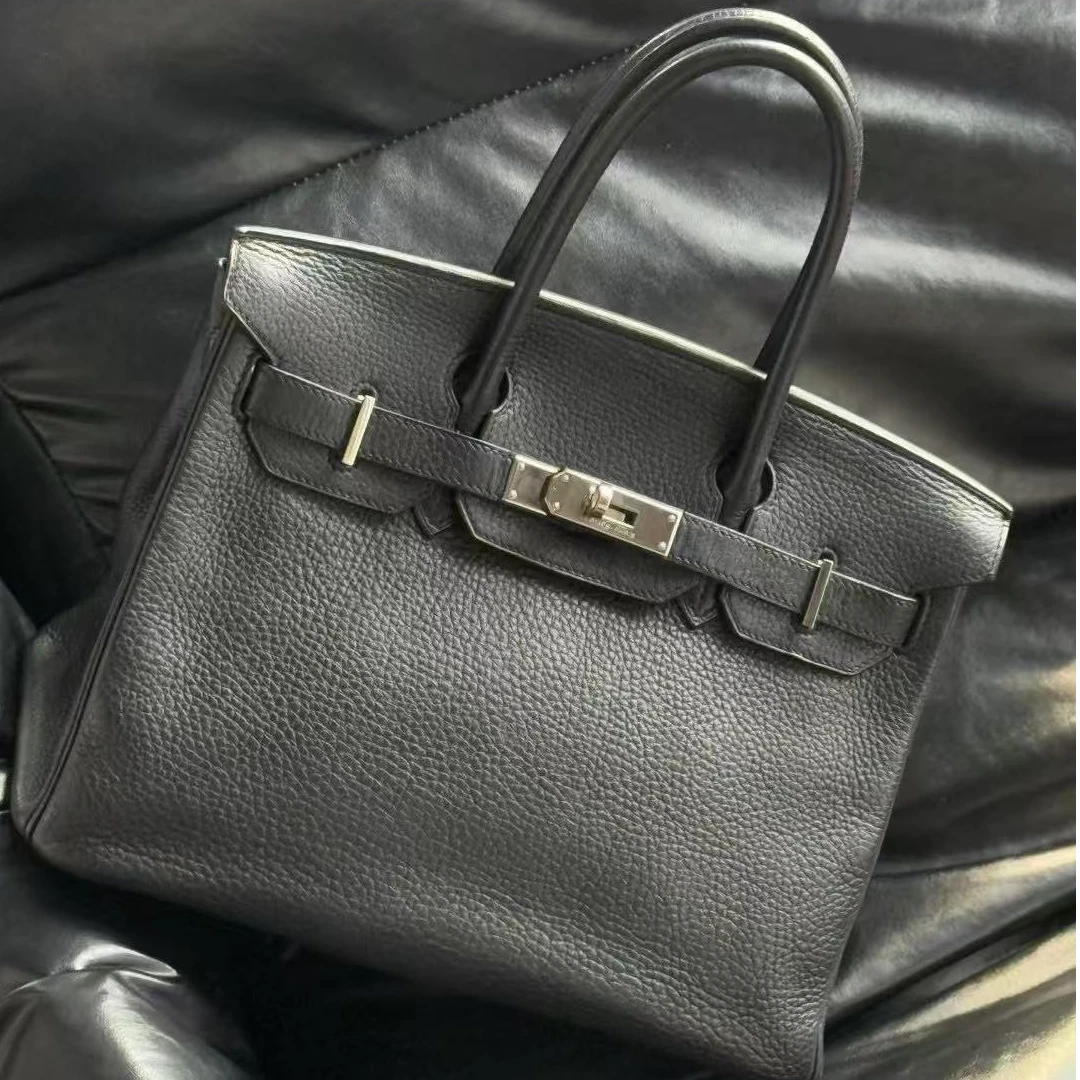 99新 Hermes/爱马仕  birkin30 黑银 tC皮 框J刻