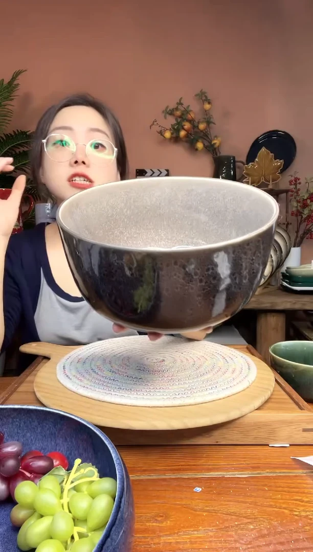 陶瓷9英寸灰色大号啵啵汤碗 微瑕疵