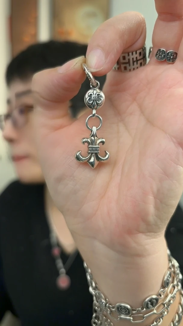 无925银鸢尾流苏吊坠81