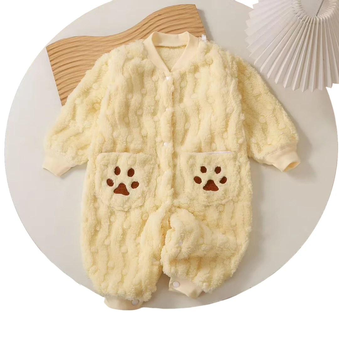 婴儿连体秋冬长袖双面绒封裆睡衣男女孩保暖爬服加厚卡通外穿衣服