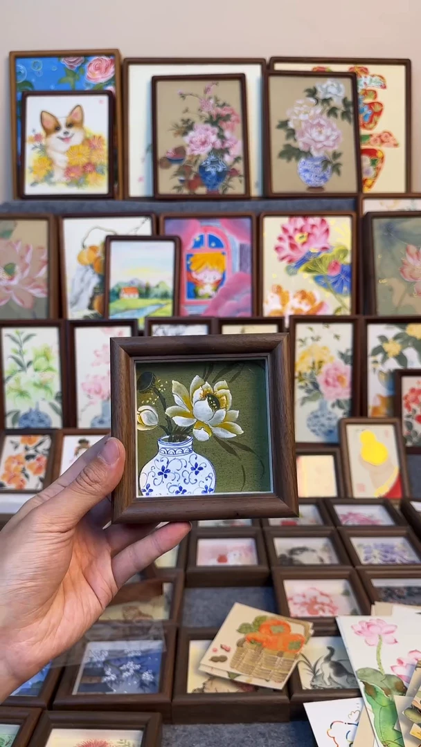 木双层款七*青花瓷荷花10x10