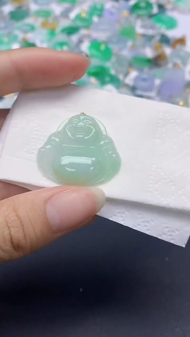 翡翠18K金镶嵌颈饰天然缅甸a货翡翠