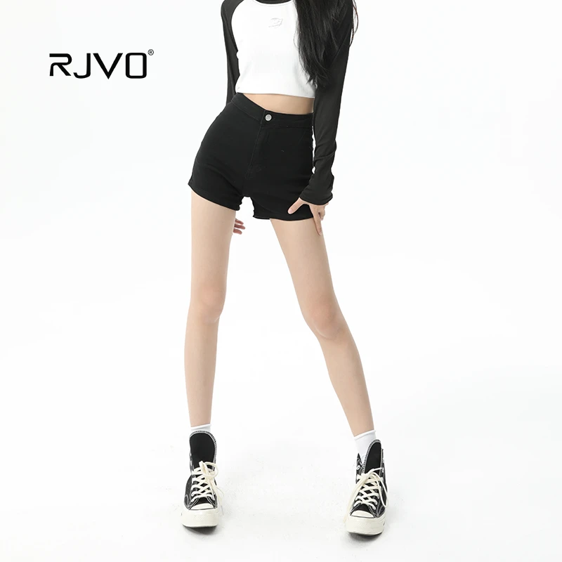 RJVO高腰牛仔短裤女2024夏季新款休闲超弹热裤舒适辣妹紧身显瘦