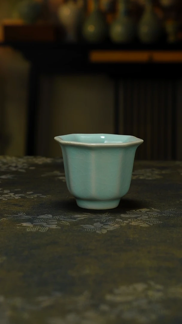 杯子仿古釉八方杯-精品