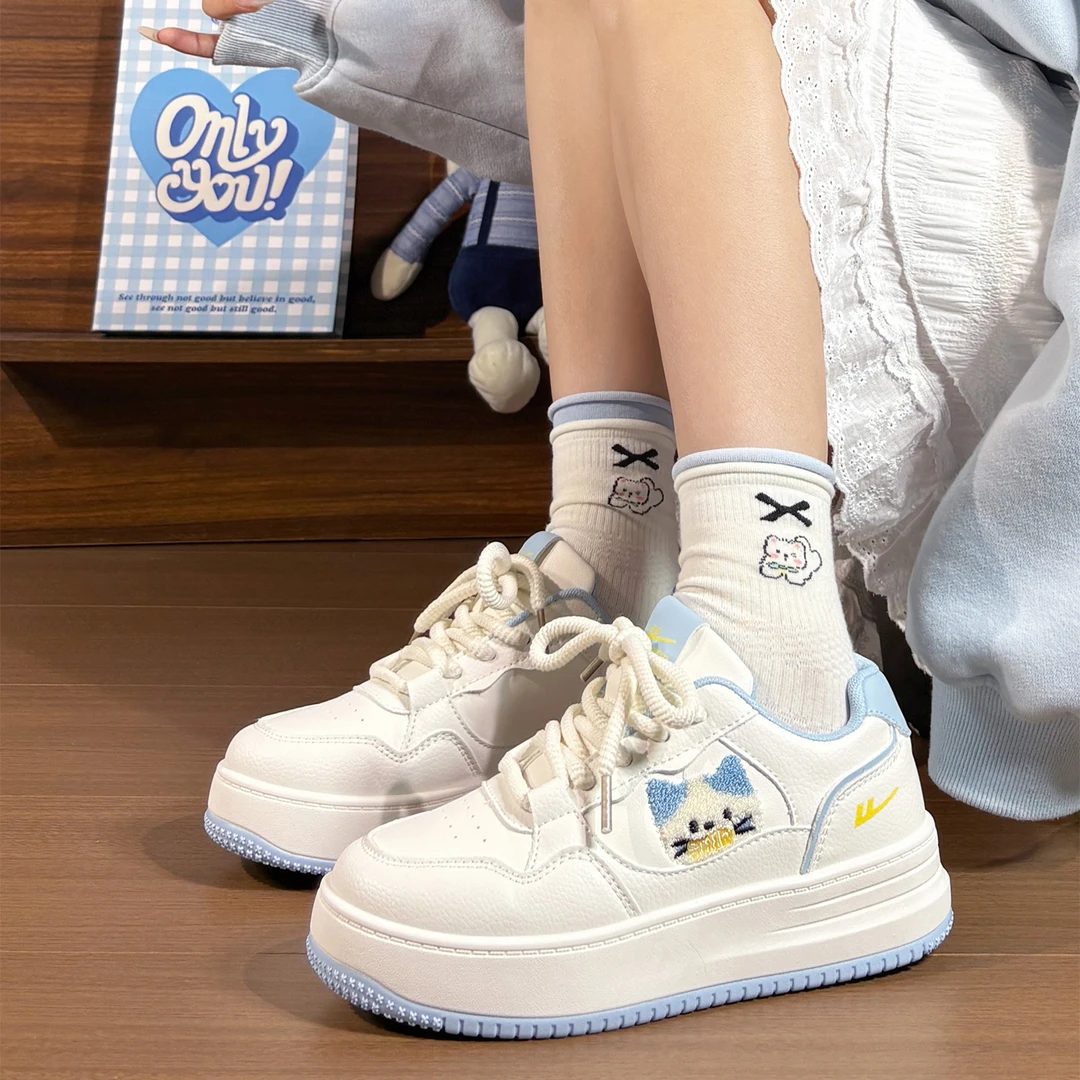回力女鞋可爱猫咪透气小白鞋女2025秋季ins潮爆款网红休闲板鞋女