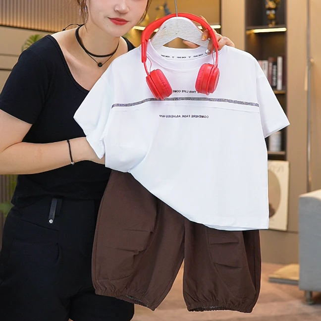 时尚男童新款潮童2025夏季新款儿童时尚运动宽松休闲套装