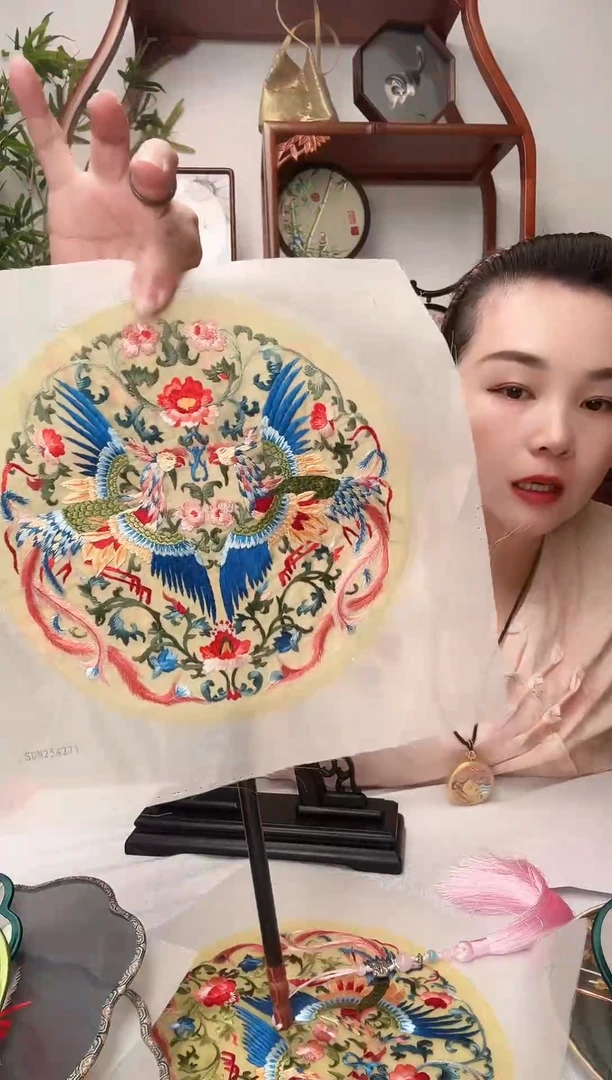 刺绣团扇-双面绣花