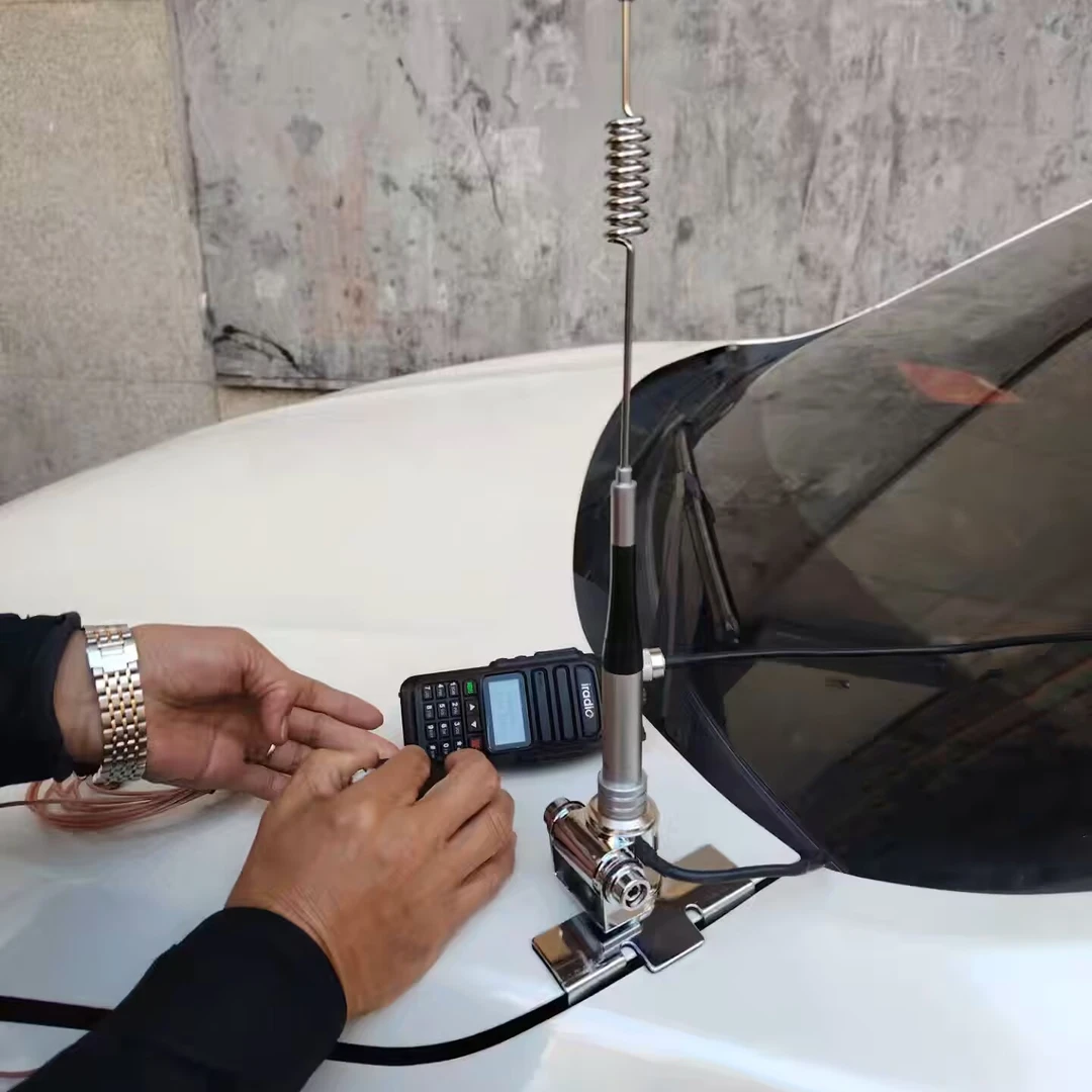 车载手台夹边天线专用尾门外置天线支架不锈钢防盗车台夹边卡边