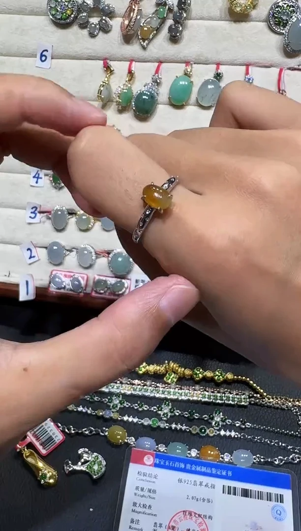 翡翠戒指银S925镶嵌戒指45