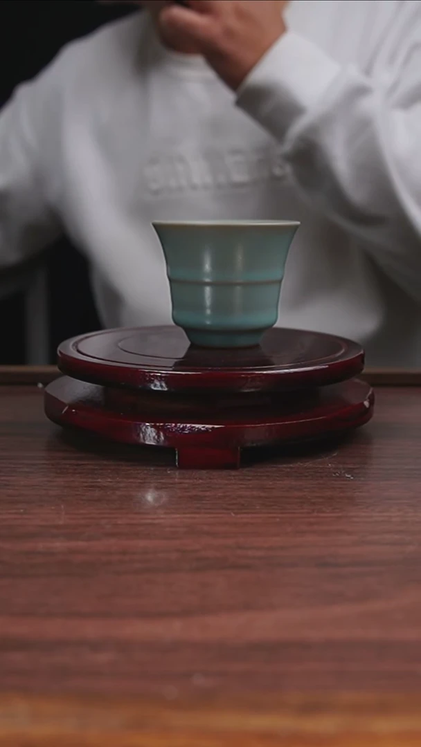 杯仿古釉见面竹节杯