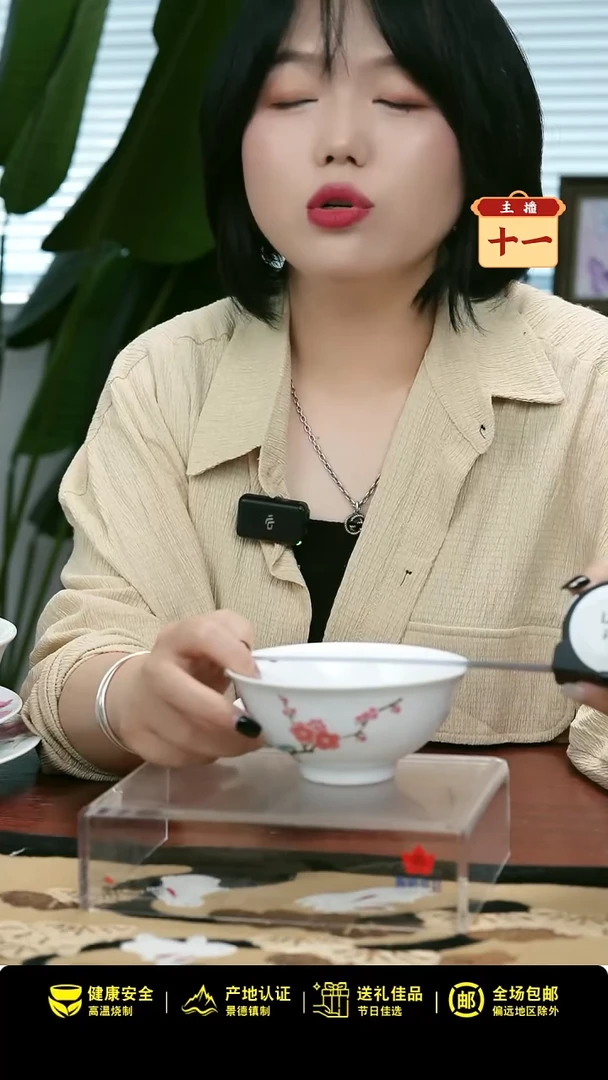 1个正价翠竹红梅5寸碗